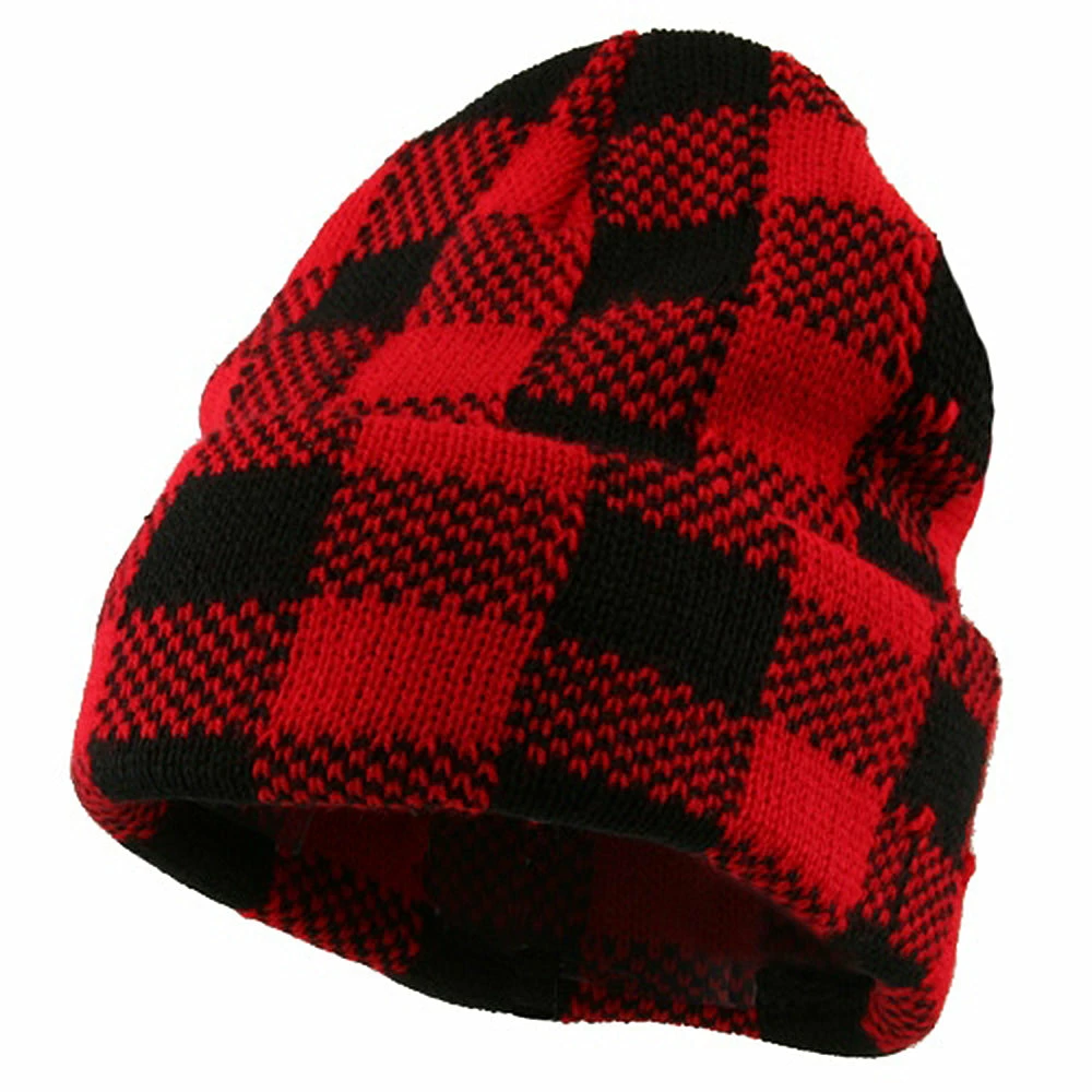 Artex Buffalo Plaid Cuff Beanie Hat 3 Artex Buffalo Plaid Cuff Beanie Hat