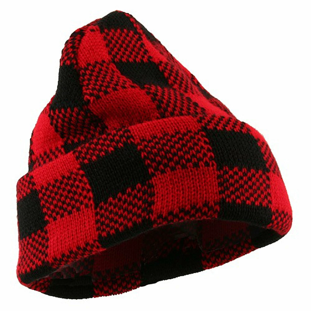 Artex Buffalo Plaid Cuff Beanie Hat 4 Artex Buffalo Plaid Cuff Beanie Hat - Image 2