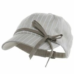 MG Ladies White Stripe 6 Panel Newsboy Hat