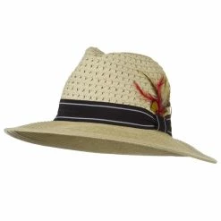 Jeanne Simmons Men's Large Brim Straw Fedora Hat