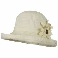 Adams Shop 34 Jeanne Simmons Sewn Braid Ribbon Striped Brim Flower Hat