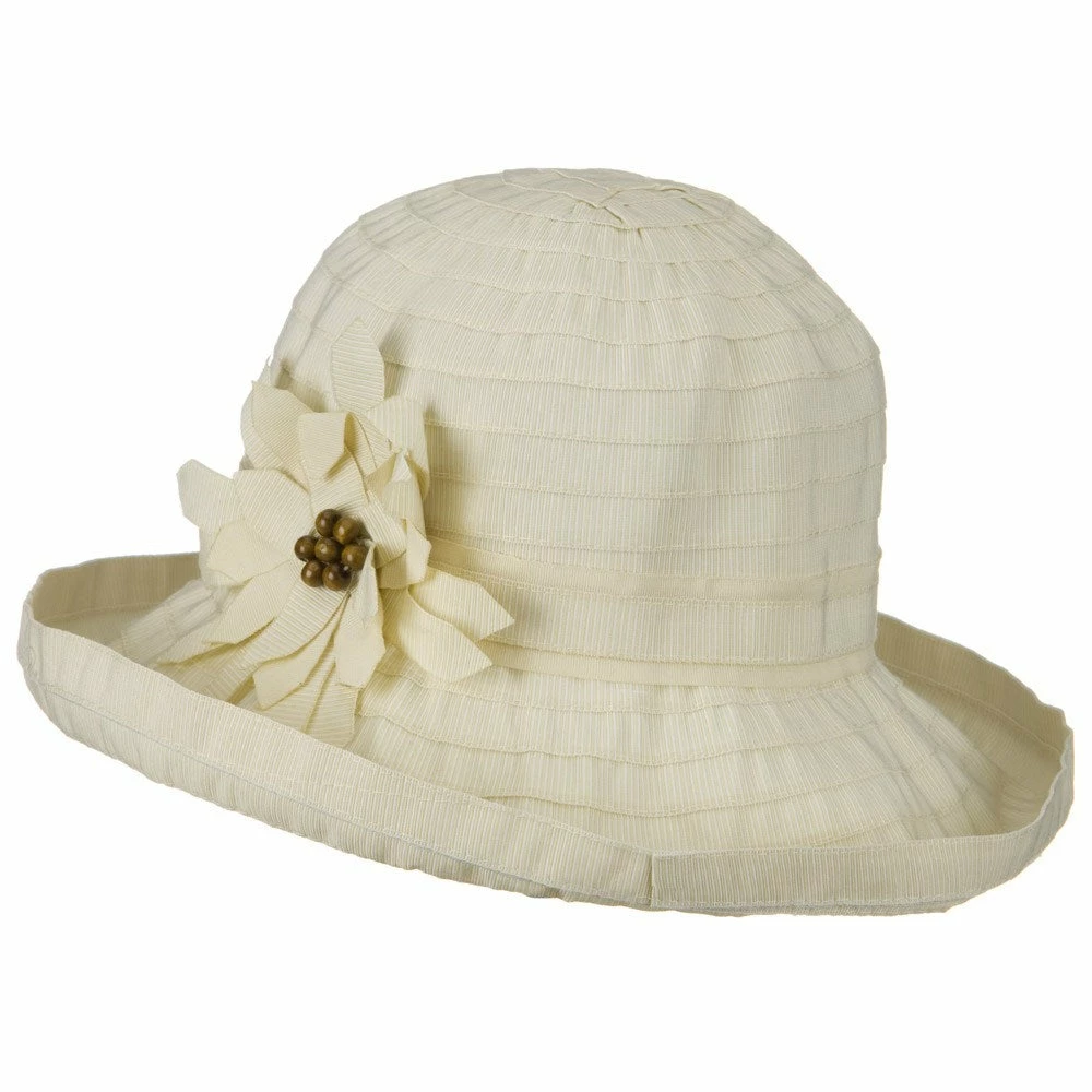 Jeanne Simmons Sewn Braid Ribbon Striped Brim Flower Hat 4 Jeanne Simmons Sewn Braid Ribbon Striped Brim Flower Hat - Image 2