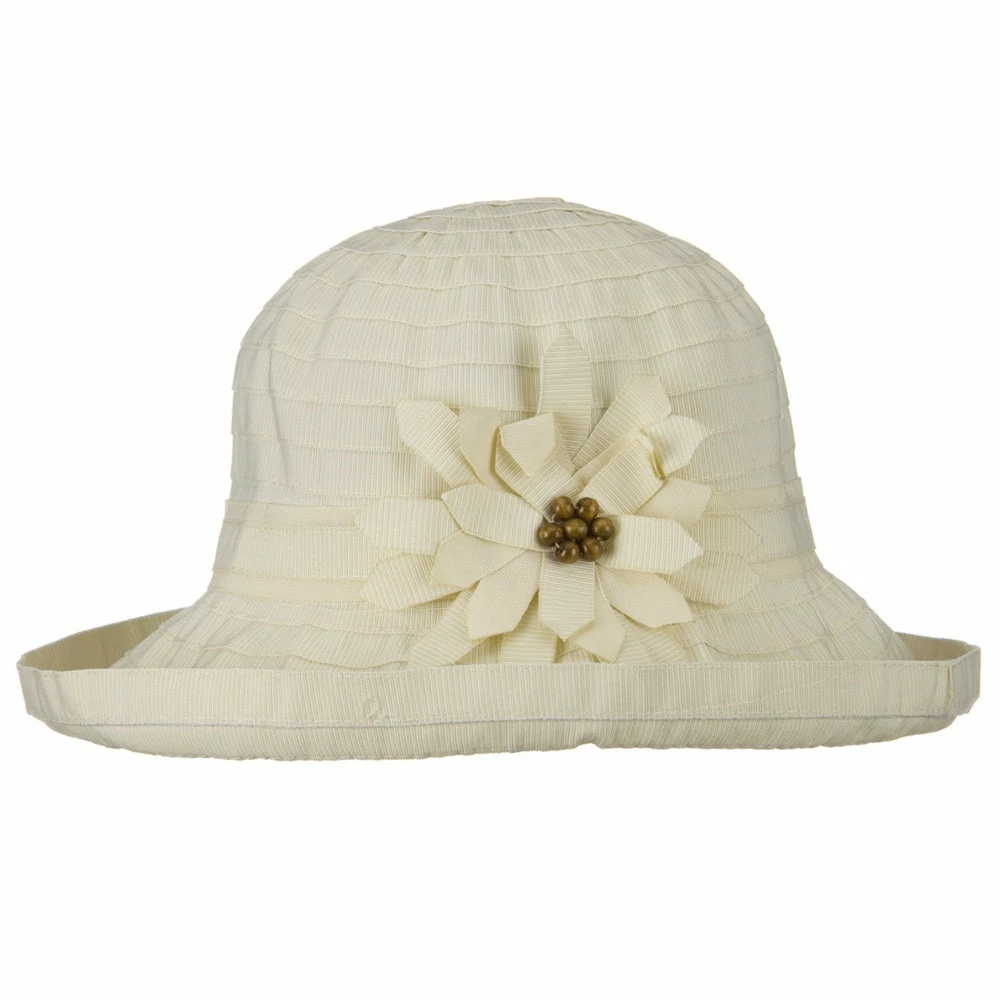 Jeanne Simmons Sewn Braid Ribbon Striped Brim Flower Hat 7 Jeanne Simmons Sewn Braid Ribbon Striped Brim Flower Hat - Image 5