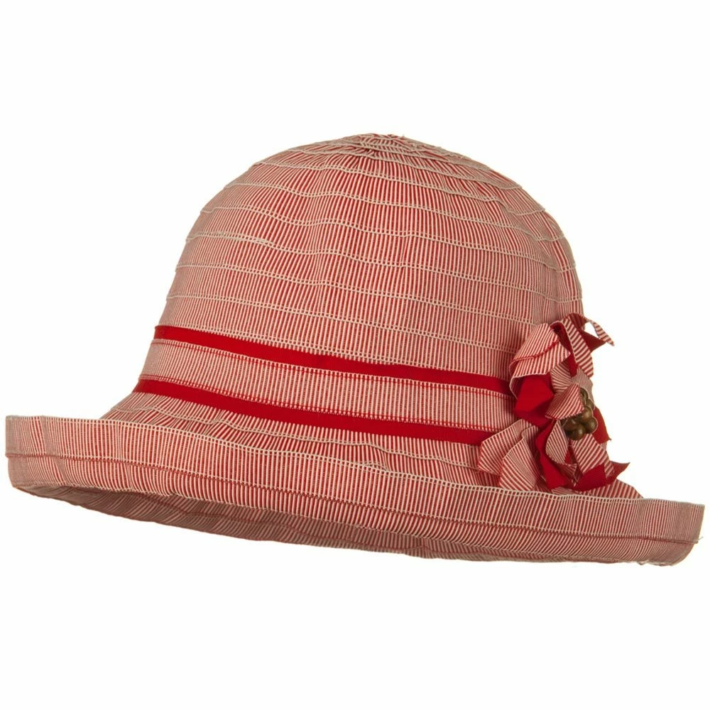 Jeanne Simmons Sewn Braid Ribbon Striped Brim Flower Hat 8 Jeanne Simmons Sewn Braid Ribbon Striped Brim Flower Hat - Image 6