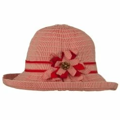 Jeanne Simmons Sewn Braid Ribbon Striped Brim Flower Hat 26 Jeanne Simmons Sewn Braid Ribbon Striped Brim Flower Hat -Adams Shop 1331216570 3