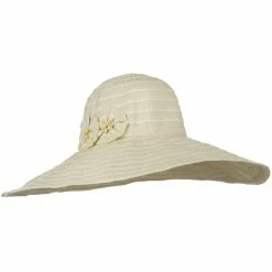 Jeanne Simmons Ribbon Wide Brim Braid Self Tie Hat