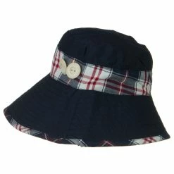 Jeanne Simmons Cotton Blend Stitched Plaid Band Bucket -Adams Shop 1331734829 3