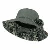 Jeanne Simmons Woman's Polyester Flower Accent Bucket Hat -Adams Shop ab001bh black white 1 1
