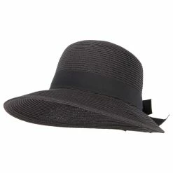 Jeanne Simmons Women's Paper Braid Bow Accented Contrasting Sized Brim Sun Hat