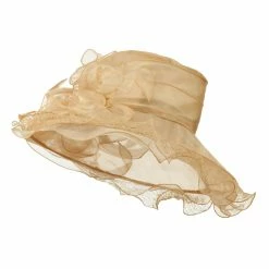 Something Special Feather And Lace Accent Organza Hat -Adams Shop ac001fy champagne 4