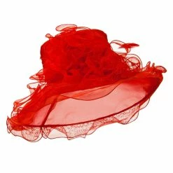 Something Special Feather And Lace Accent Organza Hat -Adams Shop ac002fy red 1