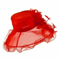 Something Special Feather And Lace Accent Organza Hat -Adams Shop ac002fy red 2
