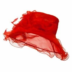Something Special Feather And Lace Accent Organza Hat -Adams Shop ac002fy red 4