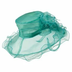 Something Special Feather And Lace Accent Organza Hat -Adams Shop ac003fy turquoise 2