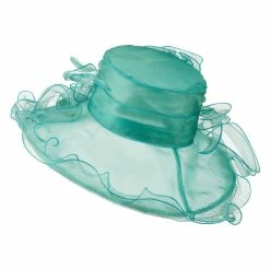 Something Special Feather And Lace Accent Organza Hat -Adams Shop ac003fy turquoise 3