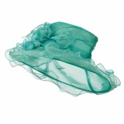 Something Special Feather And Lace Accent Organza Hat -Adams Shop ac003fy turquoise 4
