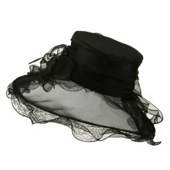 Something Special Feather And Lace Accent Organza Hat -Adams Shop ac004fy black 3