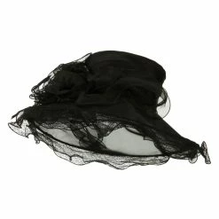 Something Special Feather And Lace Accent Organza Hat -Adams Shop ac004fy black 4