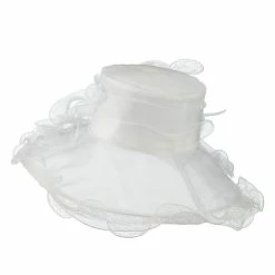 Something Special Feather And Lace Accent Organza Hat -Adams Shop ac005fy white 3