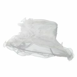 Something Special Feather And Lace Accent Organza Hat -Adams Shop ac005fy white 4