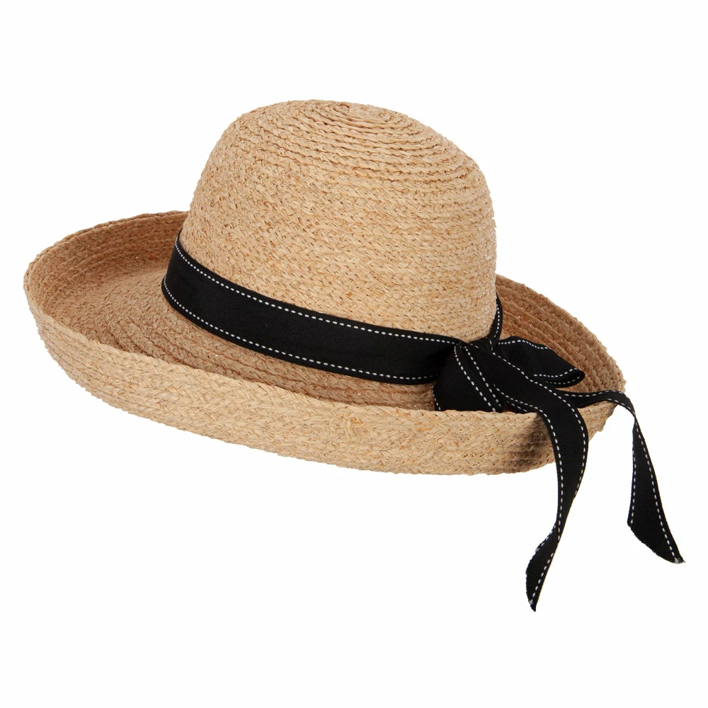 Jeanne Simmons Women's Raffia Braid Stitched Ribbon Band Accented Kettle Brim Sun Hat 4 Jeanne Simmons Women's Raffia Braid Stitched Ribbon Band Accented Kettle Brim Sun Hat - Image 2