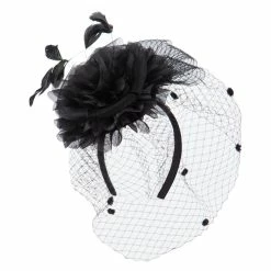 Something Special Flower Fascinator With Netting -Adams Shop an001df black 2 1