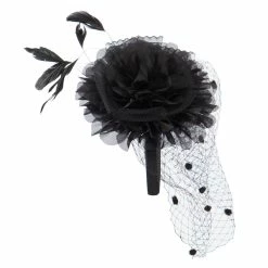 Something Special Flower Fascinator With Netting -Adams Shop an001df black 3 1