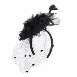 Something Special Flower Fascinator With Netting -Adams Shop an001df black 4 1