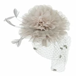 Something Special Flower Fascinator With Netting -Adams Shop an002df grey 3 1