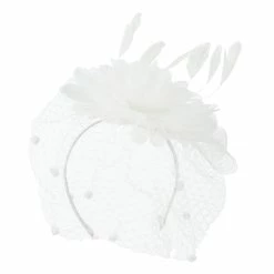 Something Special Flower Fascinator With Netting -Adams Shop an004df white 1 1