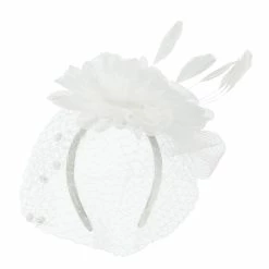 Something Special Flower Fascinator With Netting -Adams Shop an004df white 2 1