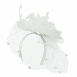 Something Special Flower Fascinator With Netting -Adams Shop an004df white 4 1