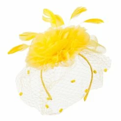 Something Special Flower Fascinator With Netting -Adams Shop an005df yellow 1 2