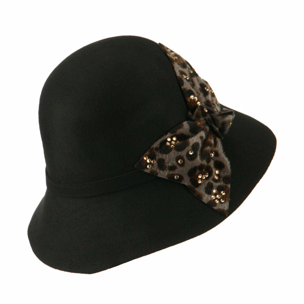 Something Special Wool Felt Hat With Animal Print Bow 4 Something Special Wool Felt Hat With Animal Print Bow - Image 2