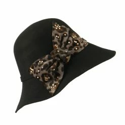Something Special Wool Felt Hat With Animal Print Bow 26 Something Special Wool Felt Hat With Animal Print Bow -Adams Shop ap001fp black 5