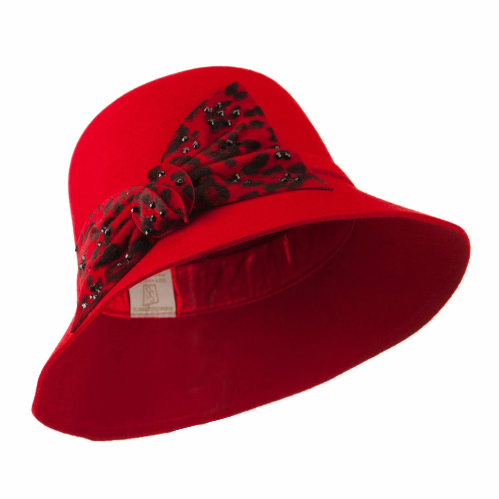 Something Special Wool Felt Hat With Animal Print Bow 8 Something Special Wool Felt Hat With Animal Print Bow - Image 6