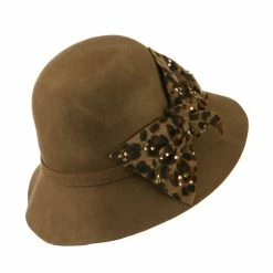 Something Special Wool Felt Hat With Animal Print Bow 33 Something Special Wool Felt Hat With Animal Print Bow -Adams Shop ap003fp pecan 2