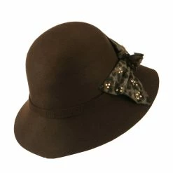 Something Special Wool Felt Hat With Animal Print Bow 38 Something Special Wool Felt Hat With Animal Print Bow -Adams Shop ap004fp brown 2