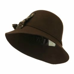 Something Special Wool Felt Hat With Animal Print Bow 40 Something Special Wool Felt Hat With Animal Print Bow -Adams Shop ap004fp brown 4