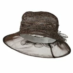 Jeanne Simmons Leopard Print Ruffle Flower Organza Hat