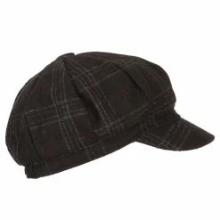 Something Special Classic Plaid Patterned Newsboy Cap 26 Something Special Classic Plaid Patterned Newsboy Cap -Adams Shop as001nb black 5