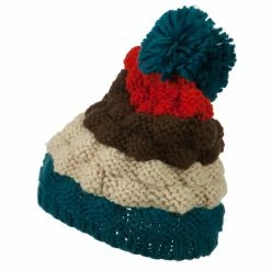 Jeanne Simmons Acrylic Striped Pom Pom Beanie -Adams Shop as002ms teal 2