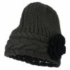 Jeanne Simmons Women's Flower Short Acrylic Beanie 1 Jeanne Simmons Women's Flower Short Acrylic Beanie -Adams Shop aw001ps grey 1