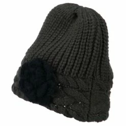 Jeanne Simmons Women's Flower Short Acrylic Beanie -Adams Shop aw001ps grey 2