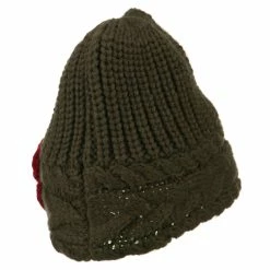Jeanne Simmons Women's Flower Short Acrylic Beanie -Adams Shop aw002ps taupe 3