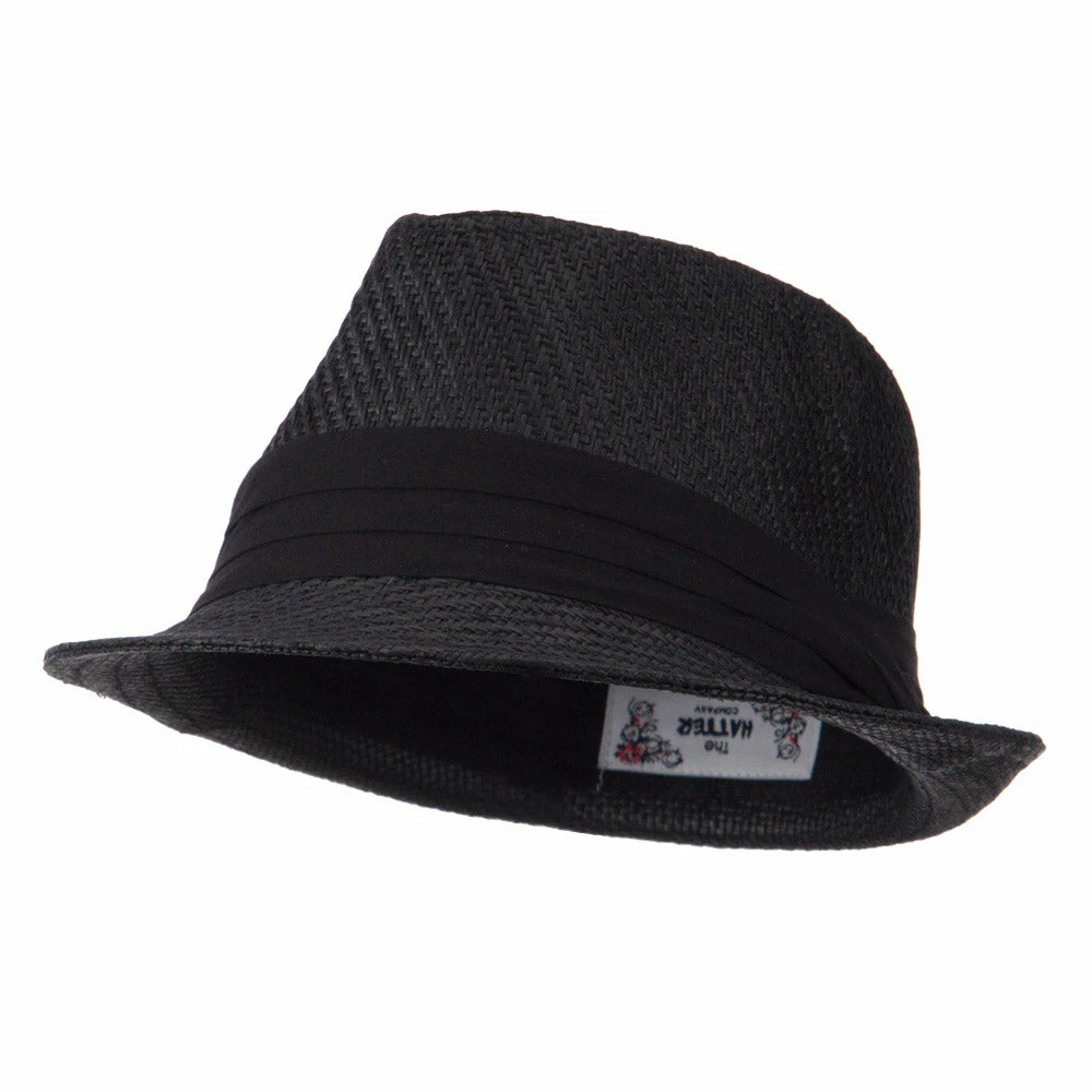 Hatiya Toyo Fedora Hat With Black Band 3 Hatiya Toyo Fedora Hat With Black Band