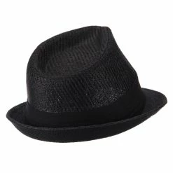 Hatiya Toyo Fedora Hat With Black Band 54 Hatiya Toyo Fedora Hat With Black Band -Adams Shop bb001cf black black 3 2