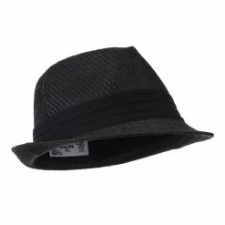 Hatiya Toyo Fedora Hat With Black Band 55 Hatiya Toyo Fedora Hat With Black Band -Adams Shop bb001cf black black 4 2