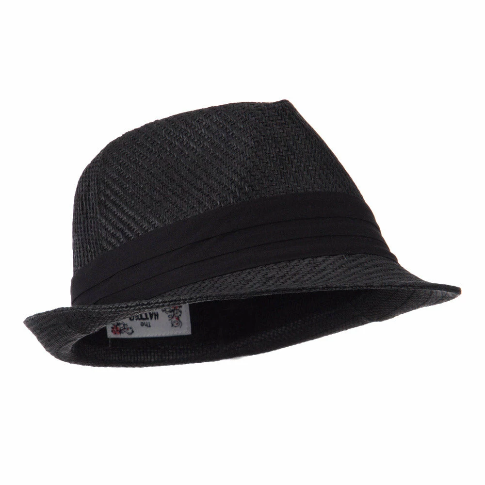 Hatiya Toyo Fedora Hat With Black Band 6 Hatiya Toyo Fedora Hat With Black Band - Image 4