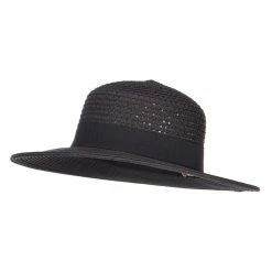 Hatiya Band Boater Panama Hat 37 Hatiya Band Boater Panama Hat -Adams Shop bb001pe black 1 2